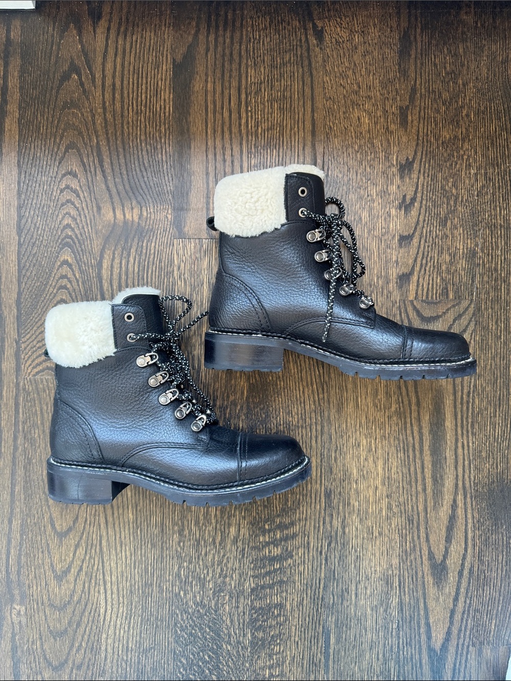 Frye Samantha Hiker Boots - Black Leather - Size 7